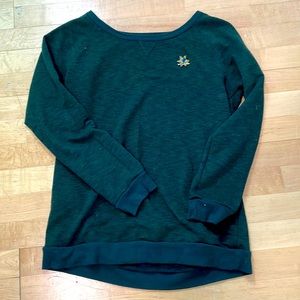 Heathered green boatneck sweater sz M